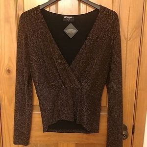 Nasty Gal Shiny Gold/Black Top- Sexy Sophisticated